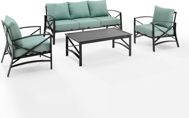 Crosley Furniture Kaplan Oil Rubbed Bronze 4 Piece Outdoor Sofa Set with Mist Cushions