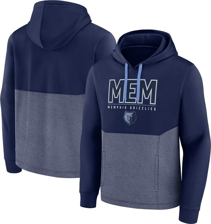 Men's Fanatics Branded Heather Navy Memphis Grizzlies Colorblock Long Sleeve T-Shirt