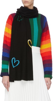 Janavi 'Seasons of Love' sequin embellished heart Merino wool scarf