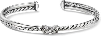 David Yurman sterling silver Petite X Center Station diamond bracelet