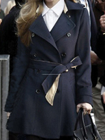 Thumbnail for your product : Choies Double-breasted Belted Skater Trench Coat in Blue