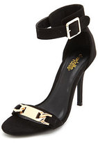 Thumbnail for your product : Charlotte Russe ID Tag Sueded Single Sole Heel