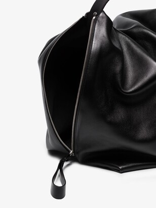 Jil Sander Black Crush Leather Shoulder Bag