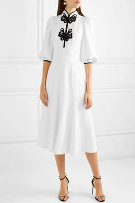 Andrew Gn Satin-appliqued Crepe Midi Dress - White