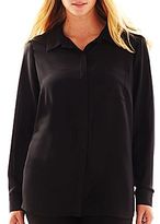 Thumbnail for your product : JCPenney Worthington® Long-Sleeve Pocket Blouse - Plus
