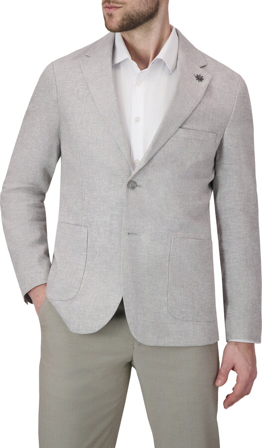 Report Collection Single Breast Full Lined Patch Pocket Linen Men's Jacket