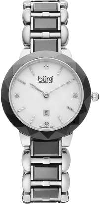 Burgi Women's Diamond Two Tone Stainless Steel & Ceramic Watch