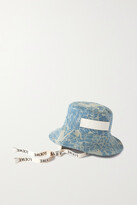 Thumbnail for your product : Loewe Leather-trimmed Bleached Denim Bucket Hat - Blue - 57