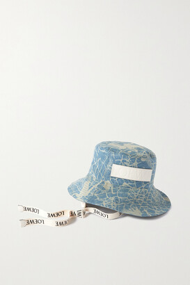 Loewe Leather-trimmed Bleached Denim Bucket Hat - Blue - 57