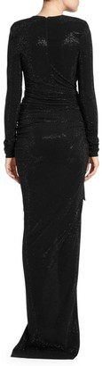 Alexandre Vauthier Long Sleeve Stretch Jersey Embroidered Gown