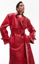 Thumbnail for your product : Topshop Belted Faux Leather Trench Coat