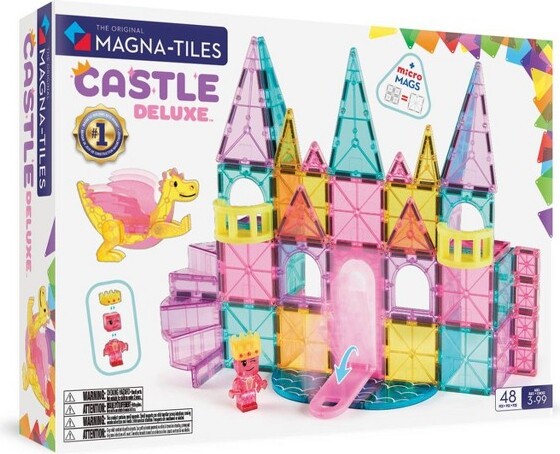 Magna-Tiles MAGNA-TILESCastleDLX:48-PieceMagneticBuildingSetforCreativeThinking&EngineeringSkills