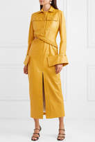 Thumbnail for your product : Rokh Cutout Leather Maxi Dress - Mustard