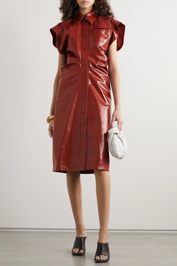 Bottega Cutout Patentleather Midi Dress Orange ShopStyle