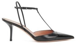 black patent t bar flat shoes