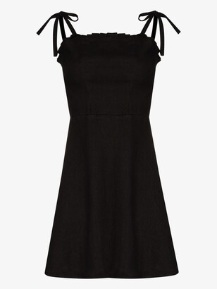 HONORINE Black Poppy Linen Mini Dress