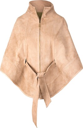 ZUT London - Suede Leather Cape With Belt - Navy