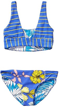 Maaji Kids Maris Freckles Reversible Bikini Set Swimsuit (Toddler/Little Kids/Big Kids) (Pacific Blue Stripe) Girl's Swimwear Sets