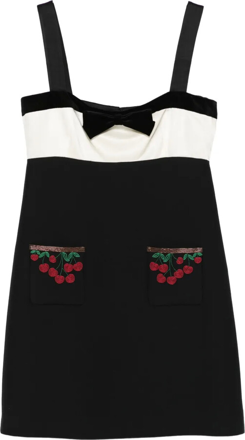 Valentino Garavani Cherry-Pocket Bow Mini Dress
