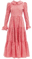 Thumbnail for your product : Batsheva Lucy Gathered Floral-print Cotton-poplin Dress - Red