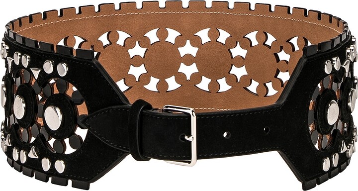 Alaia Lasercut Wide Two-Buckle Leather Corset Belt - ShopStyle