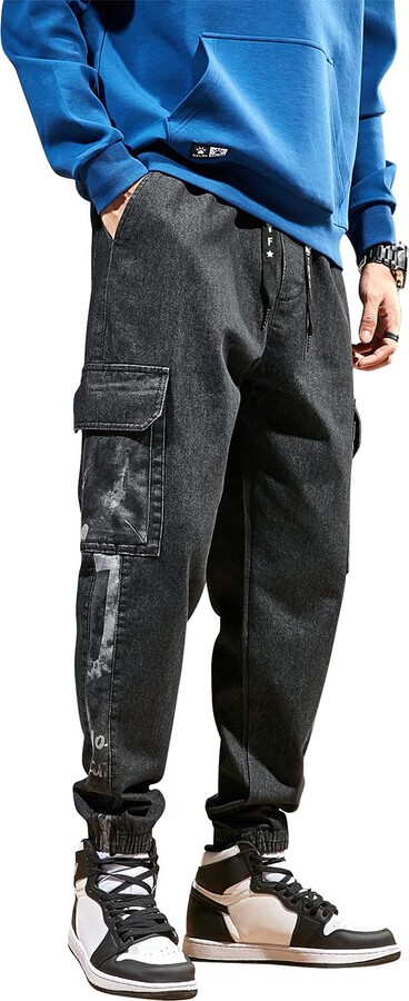 DOSLAVIDA Men's Baggy Joggers Pants Casual Loose Fit Drawstring Tapered  Trousers Cotton Hip Hop Harem Jogger Sweatpants