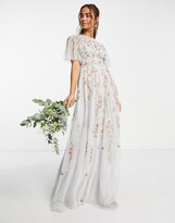 Thumbnail for your product : ASOS DESIGN Bridesmaid floral embroidered maxi dress with embellishment in soft blue