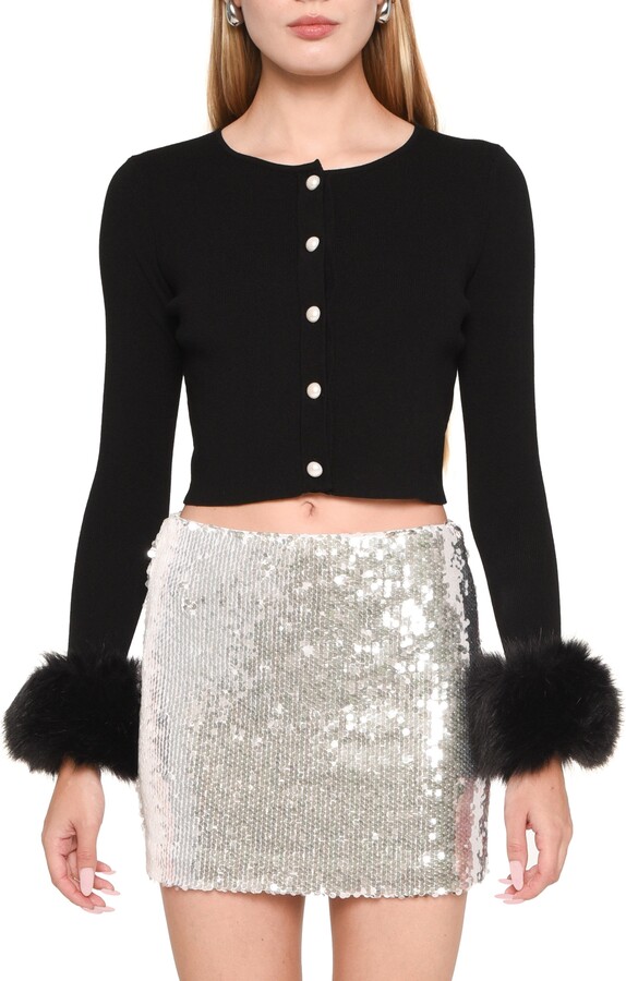 WAYF x Jourdan Sloane Gigi Faux Fur Trim Cardigan ShopStyle