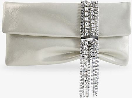 Jimmy Choo Womens Light Soft Gold/Crys Zandra Shimmer Metallic-Leather Clutch Bag 1 Size