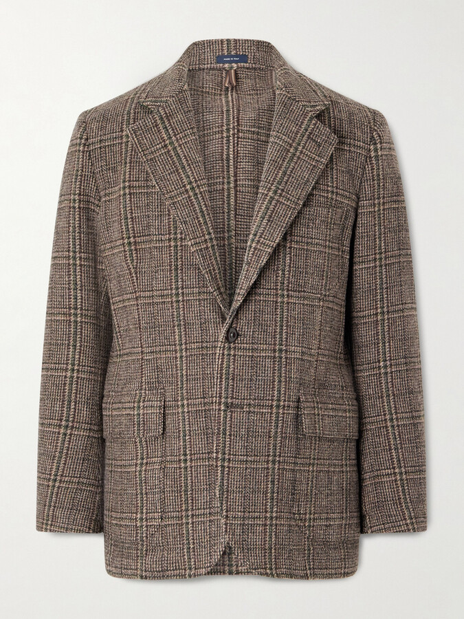 Drakes Checked Wool-Tweed Blazer