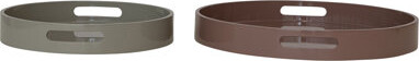 George Oliver Lacquered Wood Round Trays With Handles