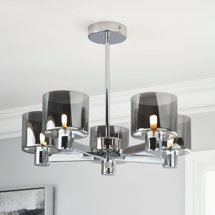 Dunelm Erin Ceiling 5 Light Smoked Ceiling Fitting Chrome ShopStyle