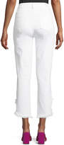 Thumbnail for your product : Paige Hoxton High-Waist Straight-Leg Ankle Jeans with Fray Hem