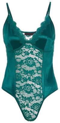 Quiz Green Satin Lace Bodysuit