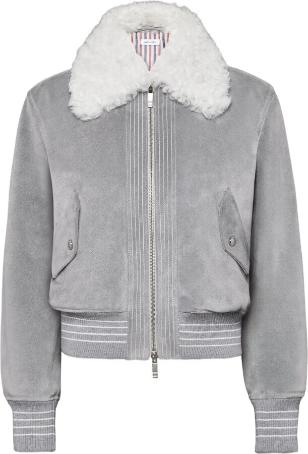 Thom Browne Shearling-Collar Suede Jacket