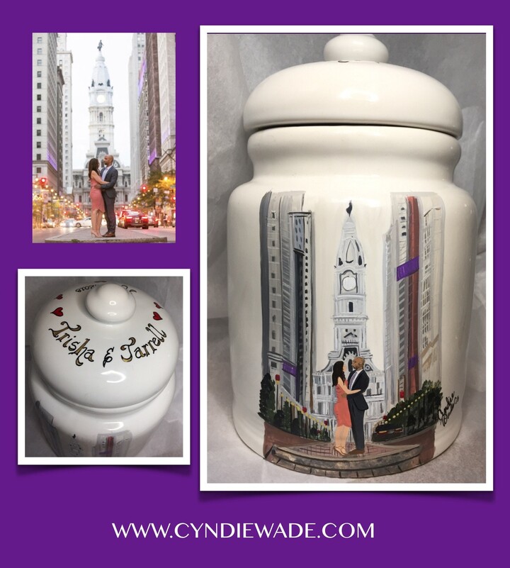 Etsy Wedding Cookie Jar Custom Painted Gift Bride & Groom