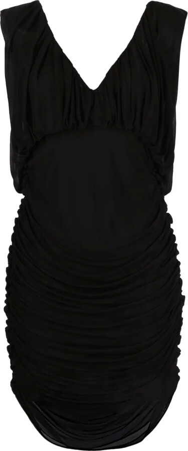 Saint Laurent ruched V-neck minidress