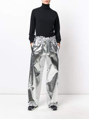 Paco Rabanne metallic drawstring straight trousers