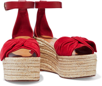 Valentino Garavani Bow-embellished Suede And Leather Platform Espadrille Sandals