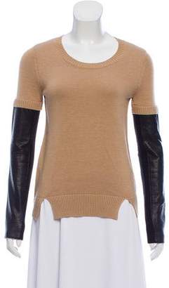 Aiko Leather-Accented Knit Sweater