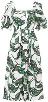 Thumbnail for your product : Borgo de Nor Corina Leaf-print Button-down Cotton Dress - Green White