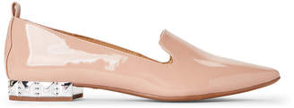 Franco Sarto Peach Patent Shelby Studded Heel Loafers