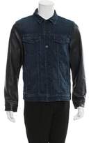 Thumbnail for your product : J Brand Leather-Accented Denim Jacket blue Leather-Accented Denim Jacket