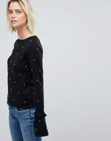 Thumbnail for your product : Warehouse Faux Pearl Embellished Flare Cuff Jumper