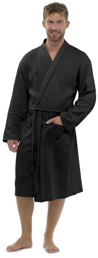 Foxbury Mens Hooded Dressing Gown Bath Robe Wrap Soft 100% Cotton Jersey Summer Lightweight Kimono 