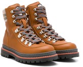 Thumbnail for your product : BRUNELLO CUCINELLI KIDS Contrast Piping Lace-Up Boots