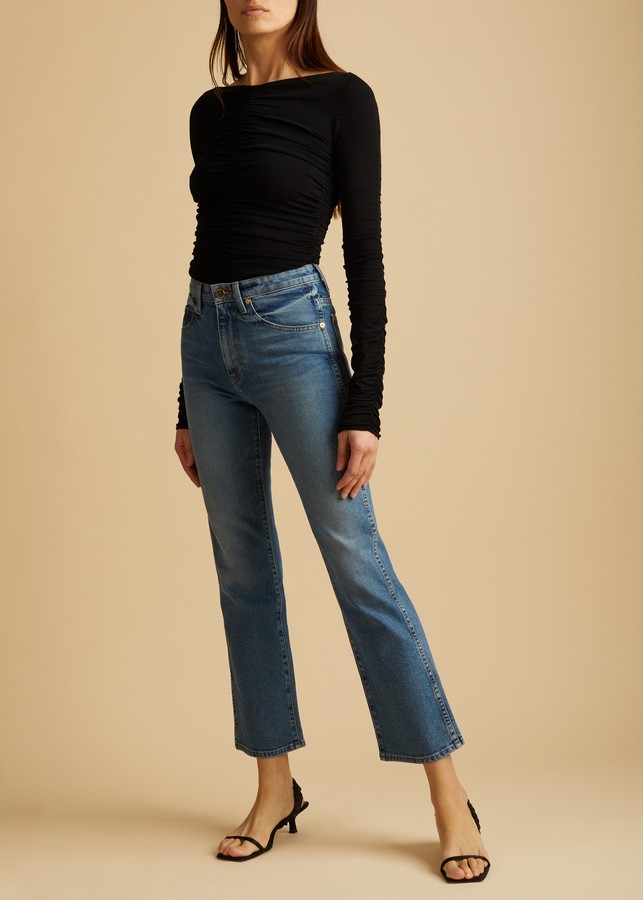KHAITE The Vivian Jean in Vintage Blue ShopStyle Bootcut Denim