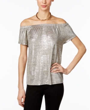 INC International Concepts Petite Metallic Off-The-Shoulder Top, Created for Macy's