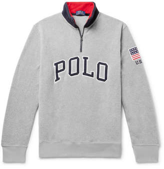 Polo Ralph Lauren Logo-appliqued Fleece Half-zip Sweatshirt - Gray