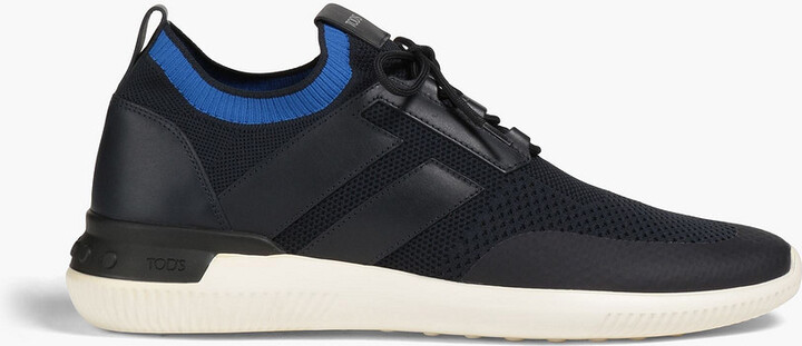 Tod's Leather-paneled stretch-knit sneakers